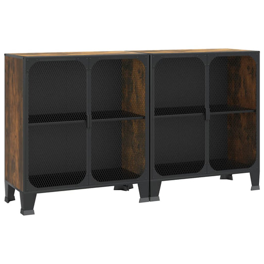 Storage Cabinets 2 pcs Rustic Brown 72x36x82 cm Metal and MDF Storage Cabinets 2 pcs Rustic Brown 72x36x82 cm Metal and MDF