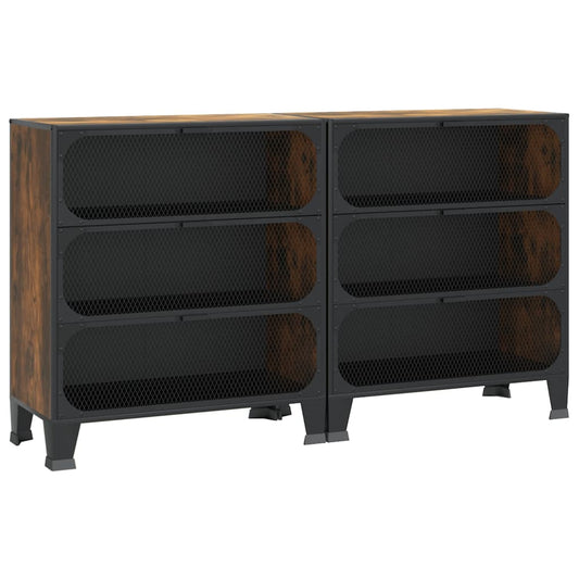 Storage Cabinets 2 pcs Rustic Brown 72x36x82 cm Metal and MDF Storage Cabinets 2 pcs Rustic Brown 72x36x82 cm Metal and MDF
