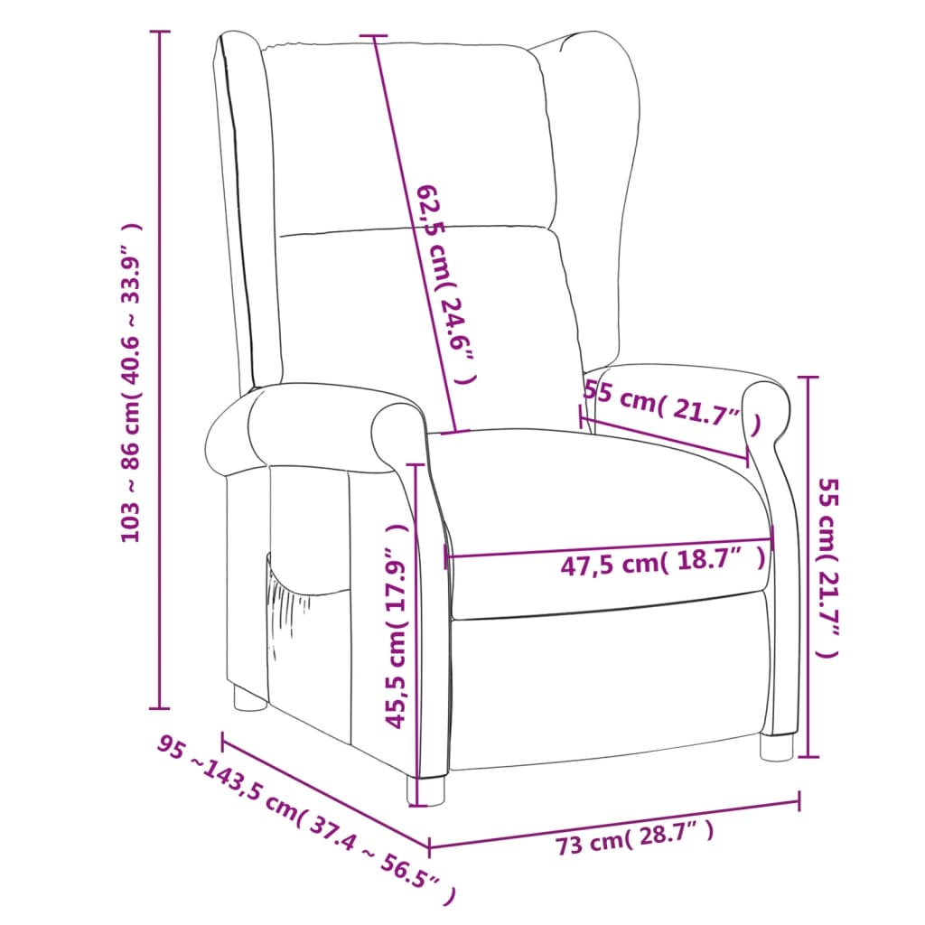 Recliner Chair Taupe Fabric