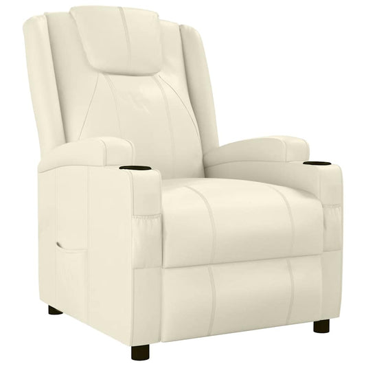Recliner Chair Cream White Faux Leather Recliner Chair Cream White Faux Leather