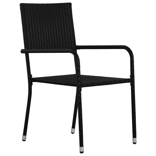 Garden Dining Chairs 2 pcs Stackable Black Poly Rattan Garden Dining Chairs 2 pcs Stackable Black Poly Rattan