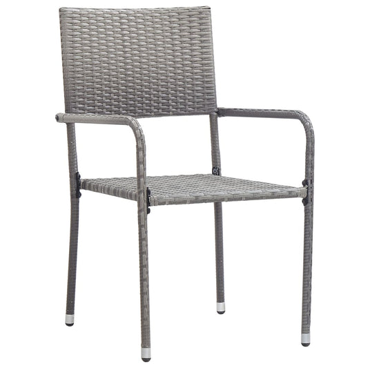 Garden Dining Chair | Set of 2 | Grey | Poly Rattan, Steel | Standard Garden Dining Chair | Set of 2 | Grey | Poly Rattan, Steel | Standard