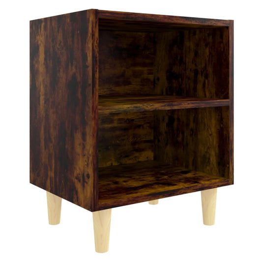 Bed Cabinet with Solid Wood Legs Smoked Oak 40x30x50 cm Bed Cabinet with Solid Wood Legs Smoked Oak 40x30x50 cm
