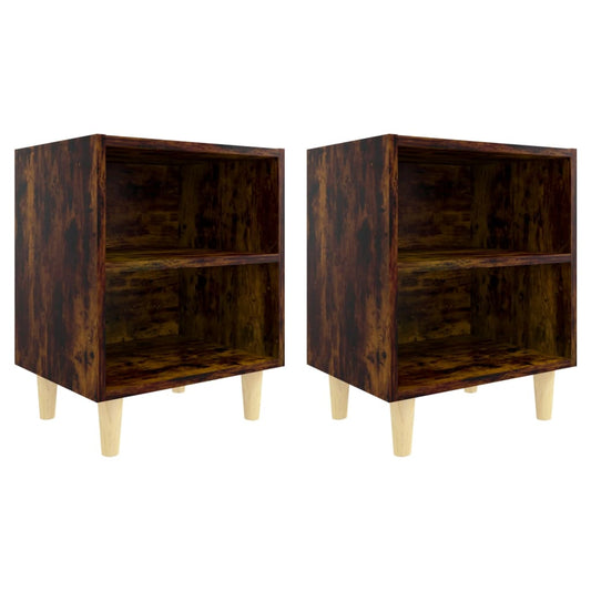 Bed Cabinets with Solid Wood Legs 2 pcs Smoked Oak 40x30x50 cm Bed Cabinets with Solid Wood Legs 2 pcs Smoked Oak 40x30x50 cm