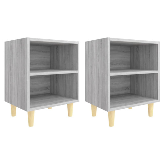 Bed Cabinets with Solid Wood Legs 2 pcs Grey Sonoma 40x30x50 cm Bed Cabinets with Solid Wood Legs 2 pcs Grey Sonoma 40x30x50 cm