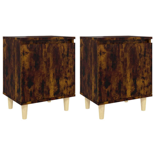Bed Cabinets with Solid Wood Legs 2 pcs Smoked Oak 40x30x50 cm Bed Cabinets with Solid Wood Legs 2 pcs Smoked Oak 40x30x50 cm
