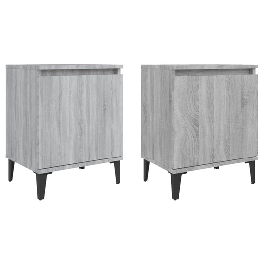 Bed Cabinets with Metal Legs Grey Sonoma 40x30x50 cm Bed Cabinets with Metal Legs Grey Sonoma 40x30x50 cm