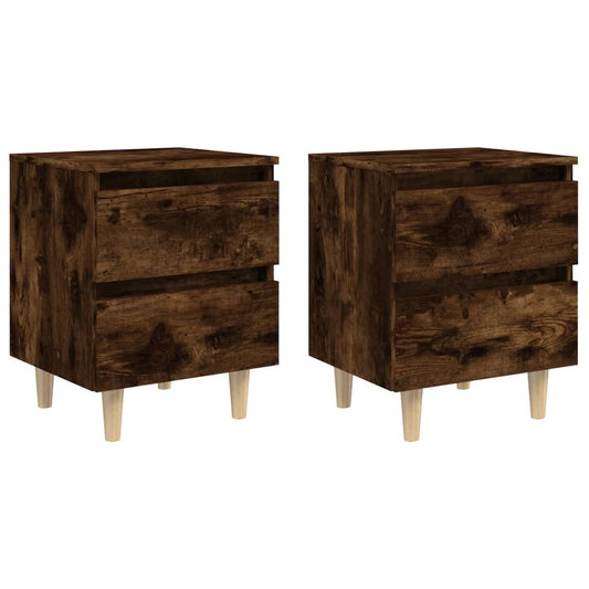 Bed Cabinets with Solid Wood Legs 2 pcs Smoked Oak 40x35x50 cm Bed Cabinets with Solid Wood Legs 2 pcs Smoked Oak 40x35x50 cm