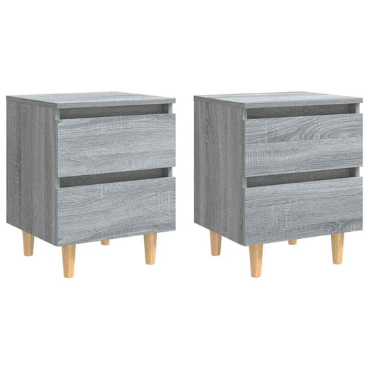 813125 vidaXL Bed Cabinets with Solid Wood Legs 2 pcs Grey Sonoma 40x35x50 cm 813125 vidaXL Bed Cabinets with Solid Wood Legs 2 pcs Grey Sonoma 40x35x50 cm