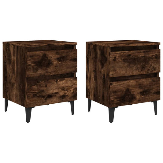 Bed Cabinets with Metal Legs 2 pcs Smoked Oak 40x35x50 cm Bed Cabinets with Metal Legs 2 pcs Smoked Oak 40x35x50 cm