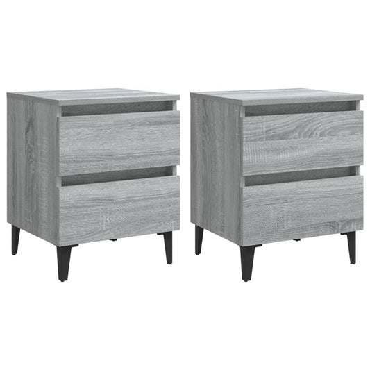 Bed Cabinets with Metal Legs 2 pcs Grey Sonoma 40x35x50 cm Bed Cabinets with Metal Legs 2 pcs Grey Sonoma 40x35x50 cm