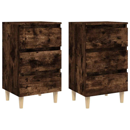 813135 vidaXL Bed Cabinets with Solid Wood Legs 2 pcs Smoked Oak 40x35x69 cm 813135 vidaXL Bed Cabinets with Solid Wood Legs 2 pcs Smoked Oak 40x35x69 cm