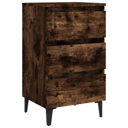 Bed Cabinet with Metal Legs Smoked Oak 40x35x69 cm Bed Cabinet with Metal Legs Smoked Oak 40x35x69 cm