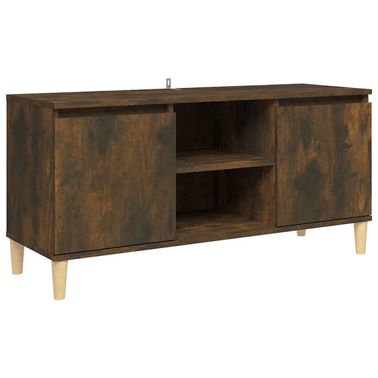 813158 vidaXL TV Cabinet with Solid Wood Legs Smoked Oak 103,5x35x50 cm 813158 vidaXL TV Cabinet with Solid Wood Legs Smoked Oak 103,5x35x50 cm