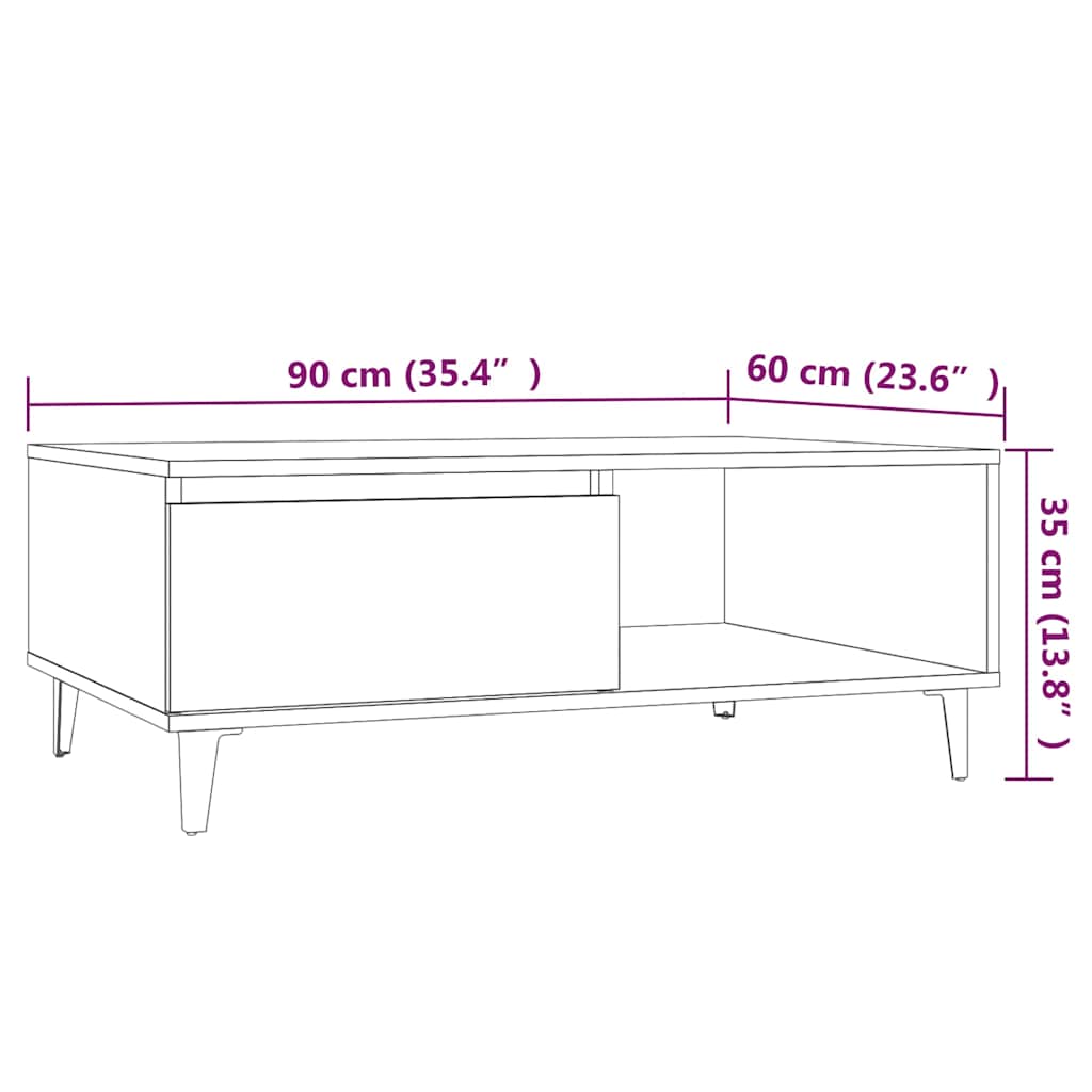 Coffee Table Grey Sonoma 90x60x35 cm Engineered Wood