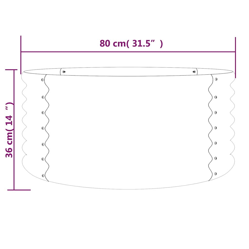 Garden Planter | Brown | Powder-coated steel | 80x80x36 cm
