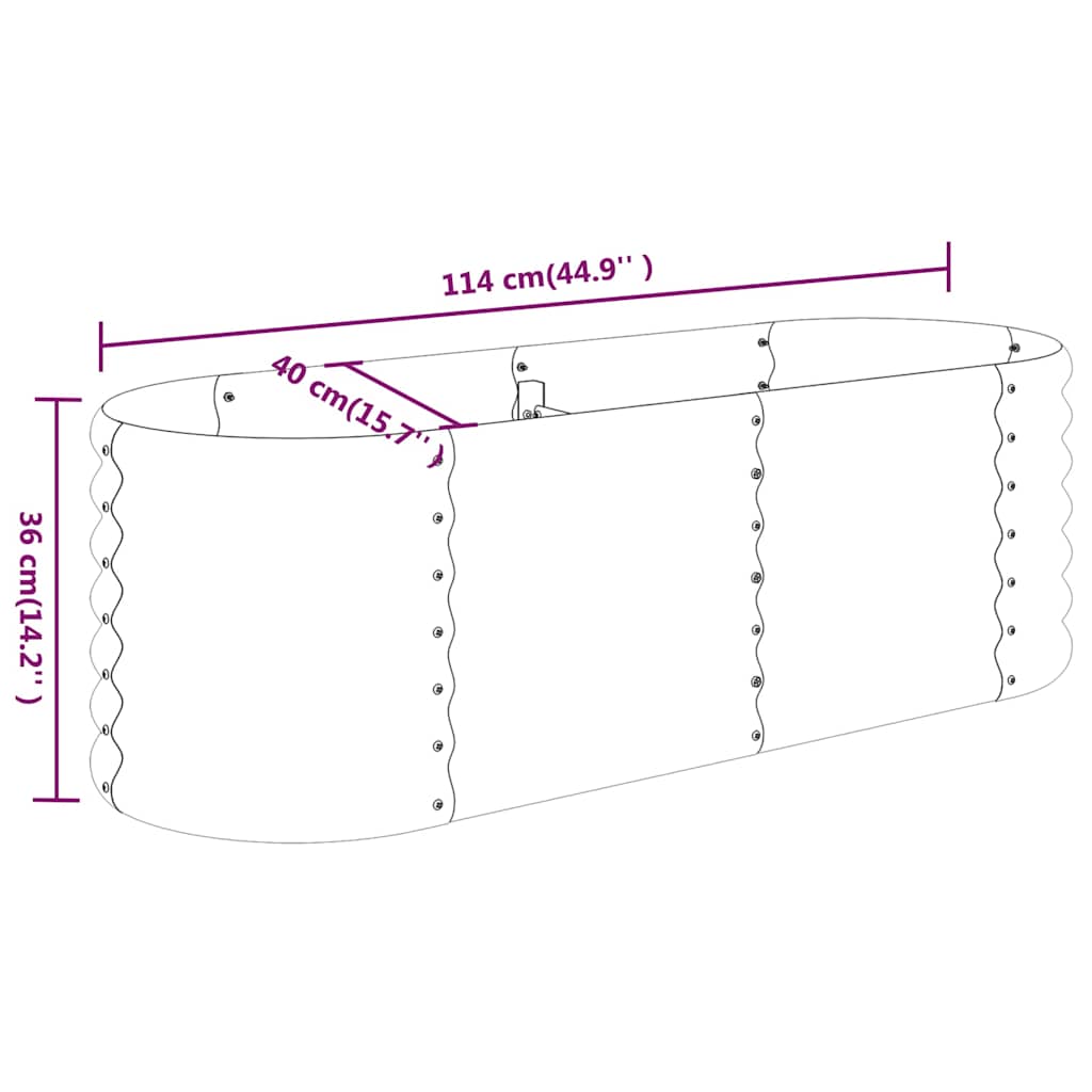 Garden Raised Bed | Grey | Powder-coated steel | Large | Durable