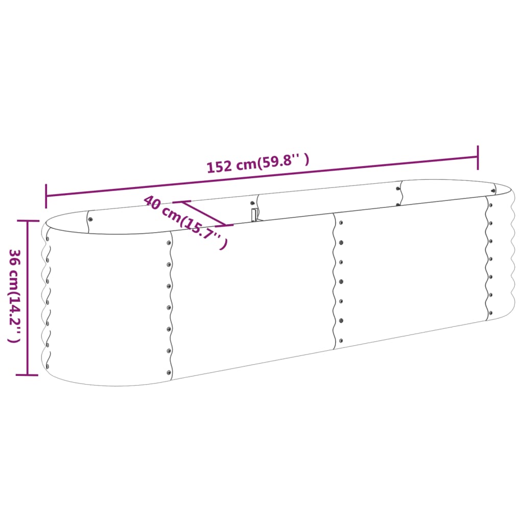 Garden Raised Bed | Green | Powder-coated steel | Large | Durable