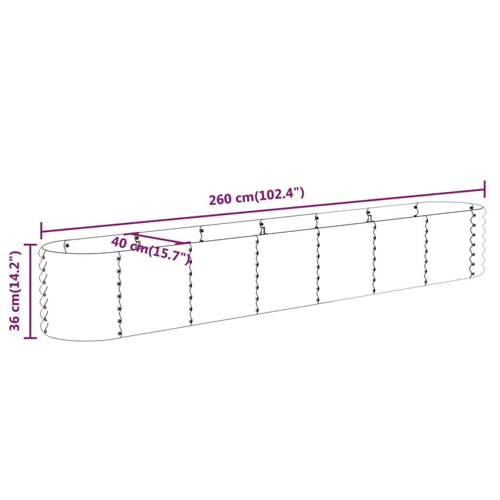Garden Raised Bed | Silver | Powder-coated steel | Large | Durable