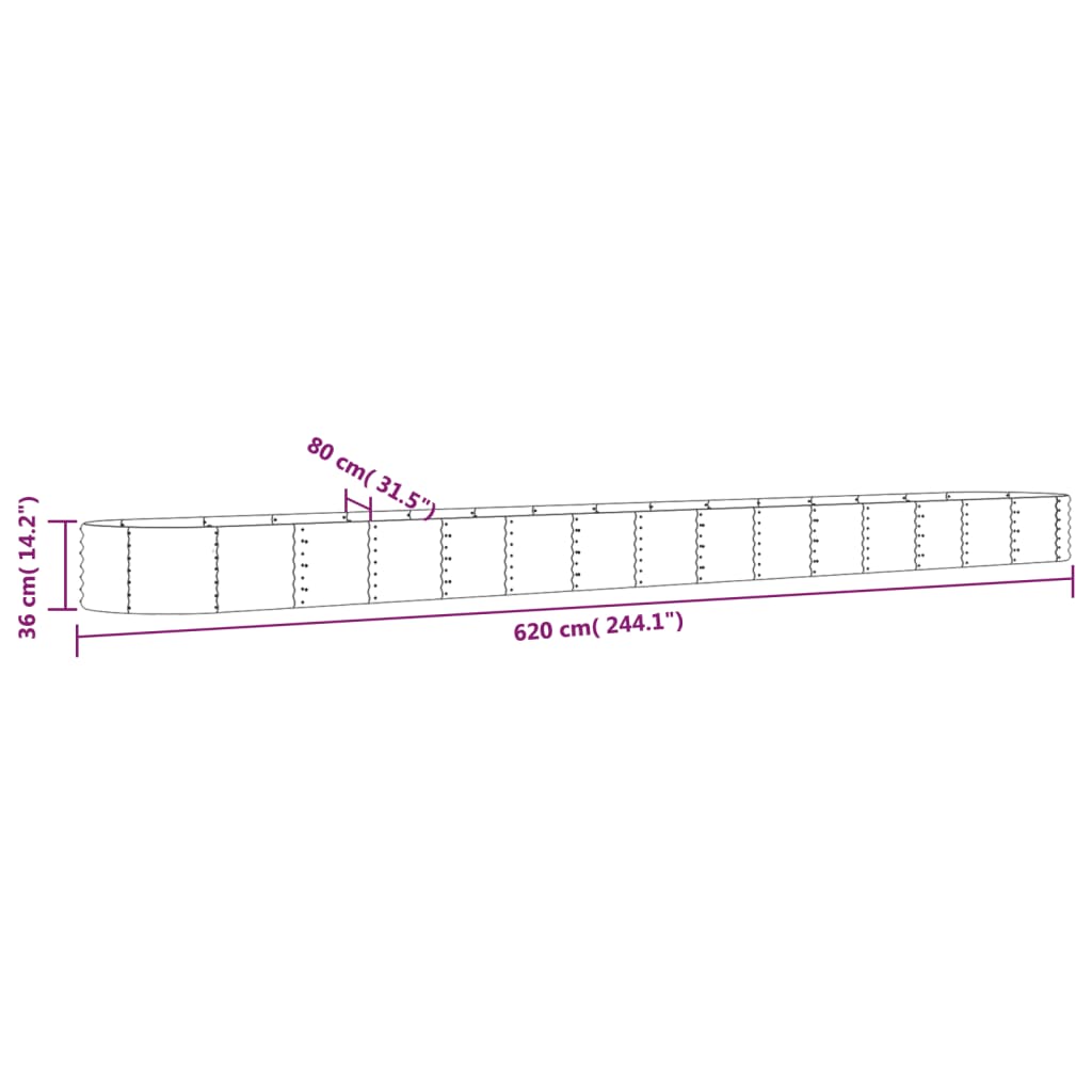 Garden Raised Bed | Grey | Powder-coated Steel | Large | Durable