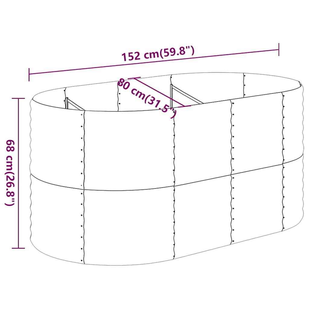 Garden Raised Bed Galvanised Steel 152x80x68 cm Silver