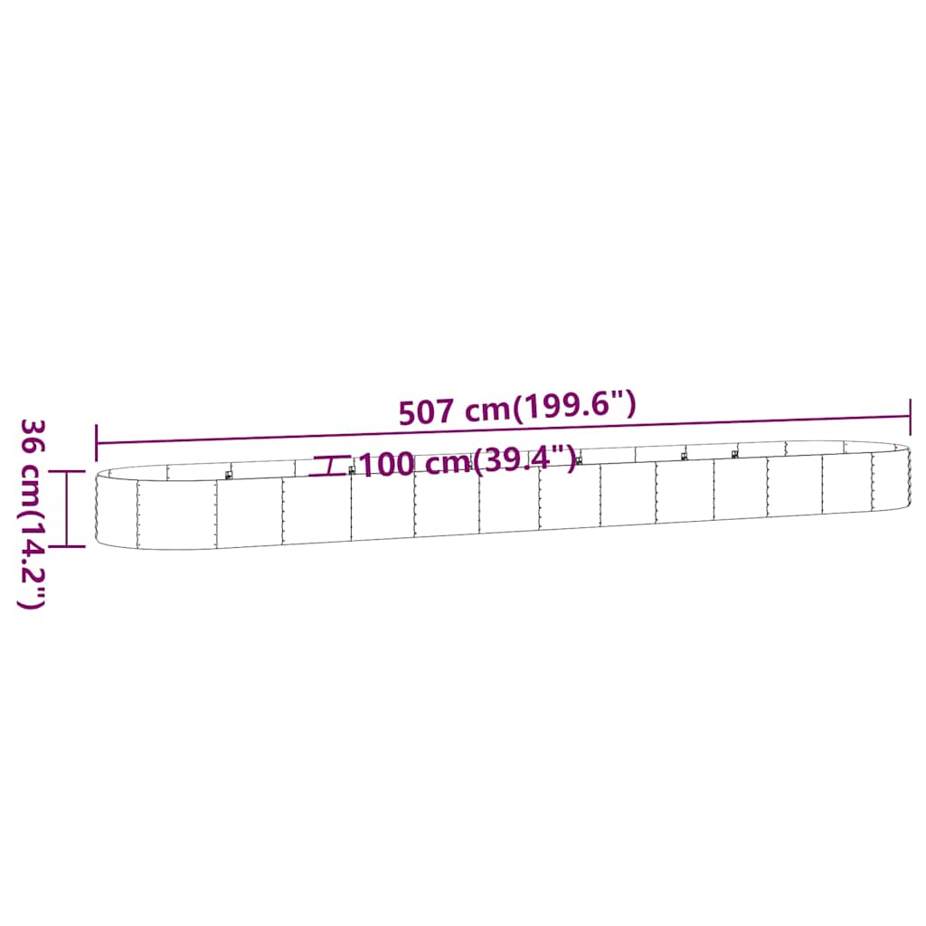 Garden Raised Bed Galvanised Steel 507x100x36 cm Green