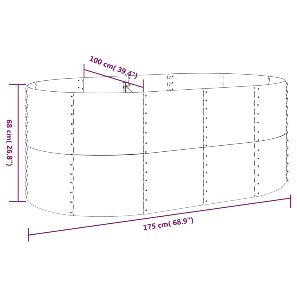 Garden Raised Bed Galvanised Steel 175x100x68 cm Green