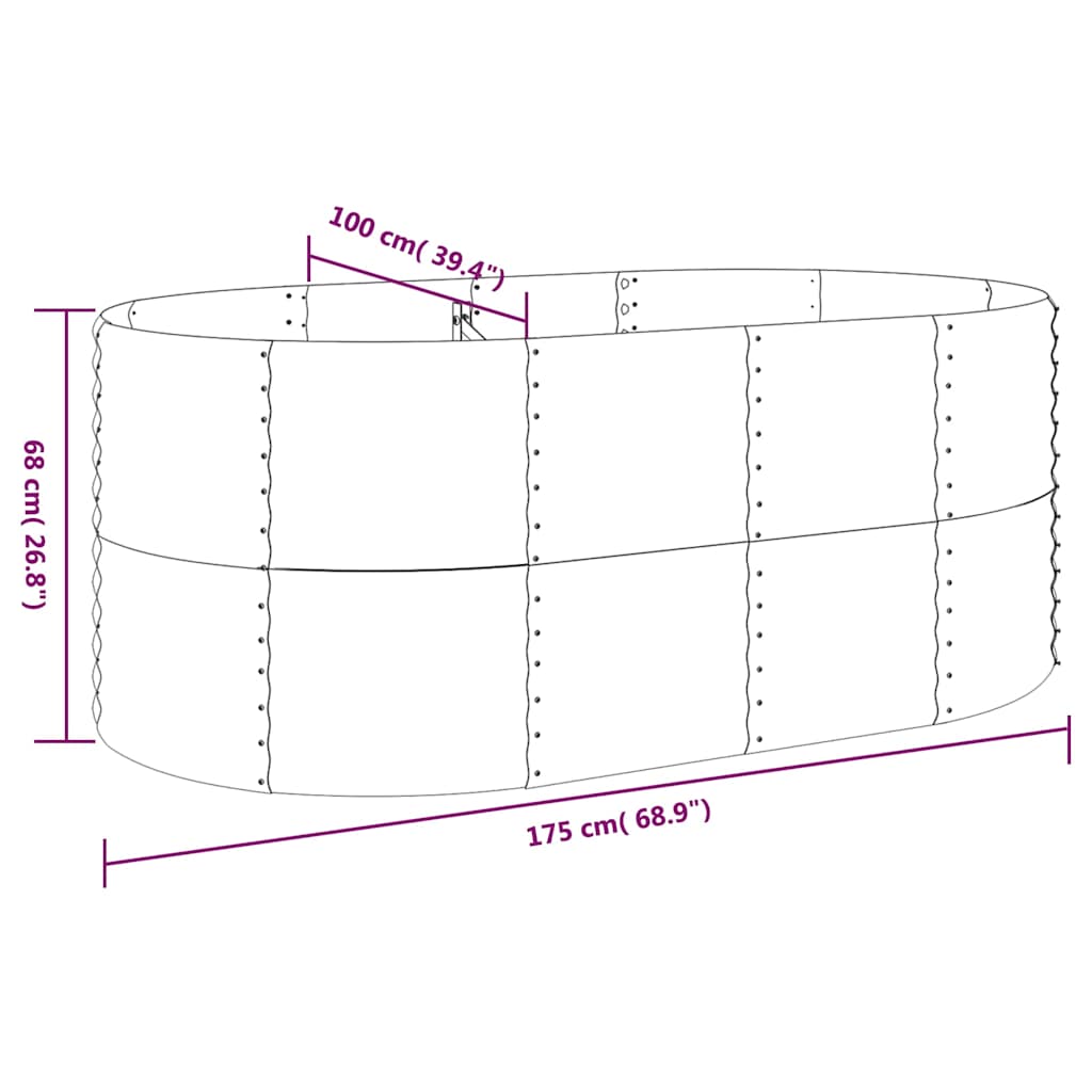 Garden Raised Bed Galvanised Steel 175x100x68 cm Brown