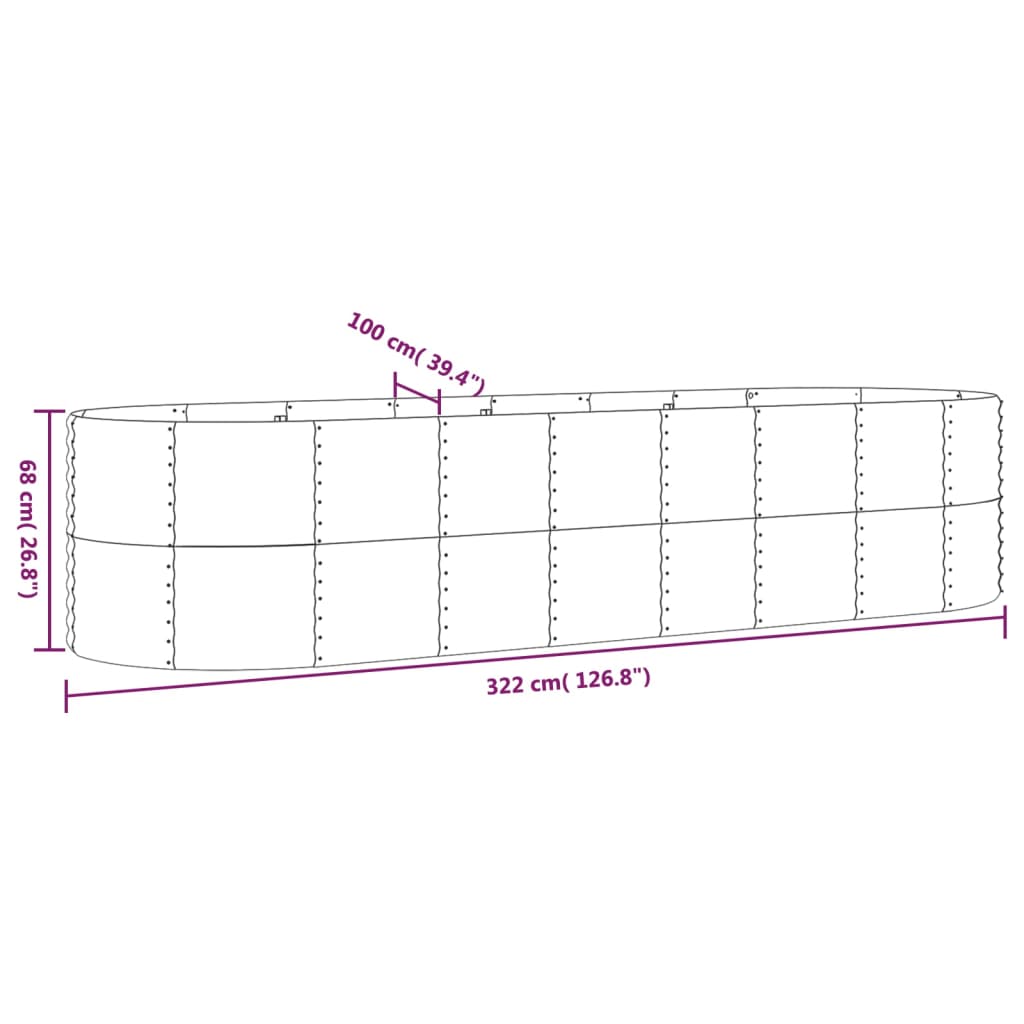 Garden Raised Bed | Grey | Powder-coated steel | Large | Planters