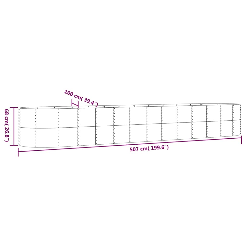 Garden Raised Bed Powder-coated Steel 507x100x68 cm Grey