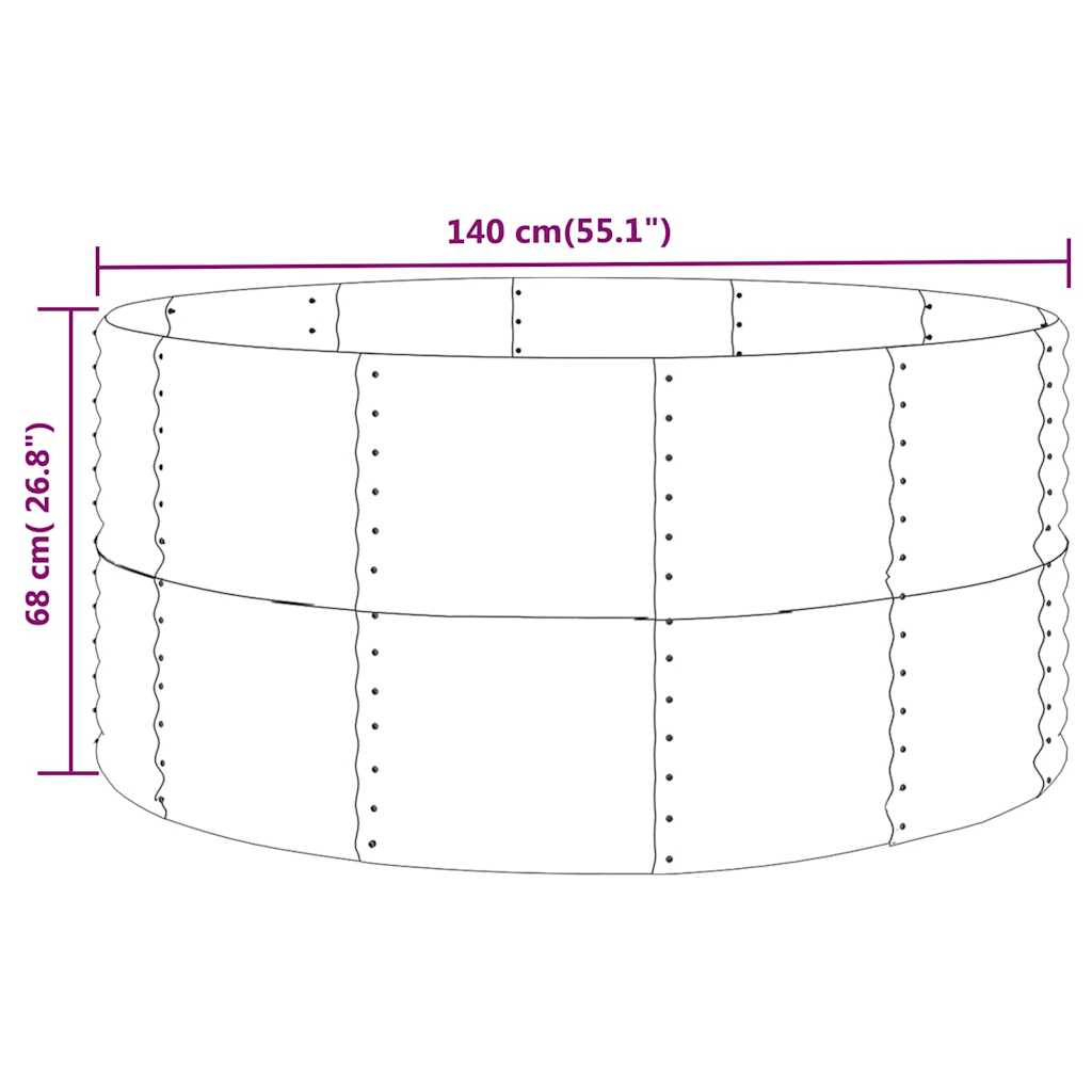 Garden Raised Bed Grey 140x140x68 cm Galvanised Steel