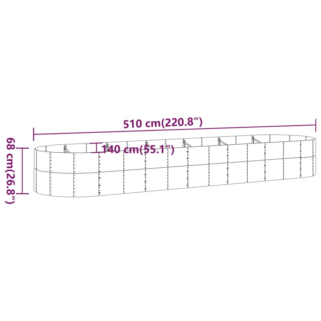 Garden Raised Bed | Silver | Powder-coated steel | Large | Tough