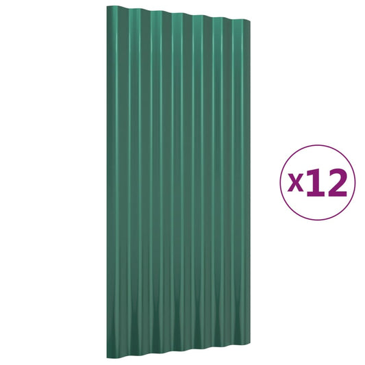 Roof Panels 12 pcs Galvanised Steel Green 80x36 cm Roof Panels 12 pcs Galvanised Steel Green 80x36 cm
