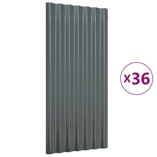 Roof Panels 36 pcs Galvanised Steel Anthracite 80x36 cm Roof Panels 36 pcs Galvanised Steel Anthracite 80x36 cm