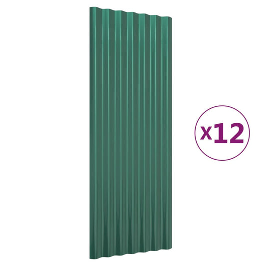 Roof Panels 12 pcs Galvanised Steel Green 100x36 cm Roof Panels 12 pcs Galvanised Steel Green 100x36 cm