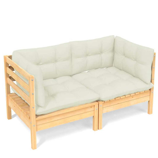 2-Seater Garden Sofa with Cream Cushions Solid Pinewood 2-Seater Garden Sofa with Cream Cushions Solid Pinewood