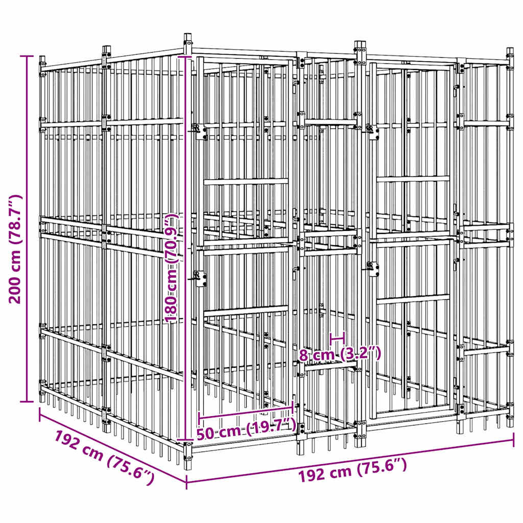 Outdoor Dog Kennel Steel 3,69 m²