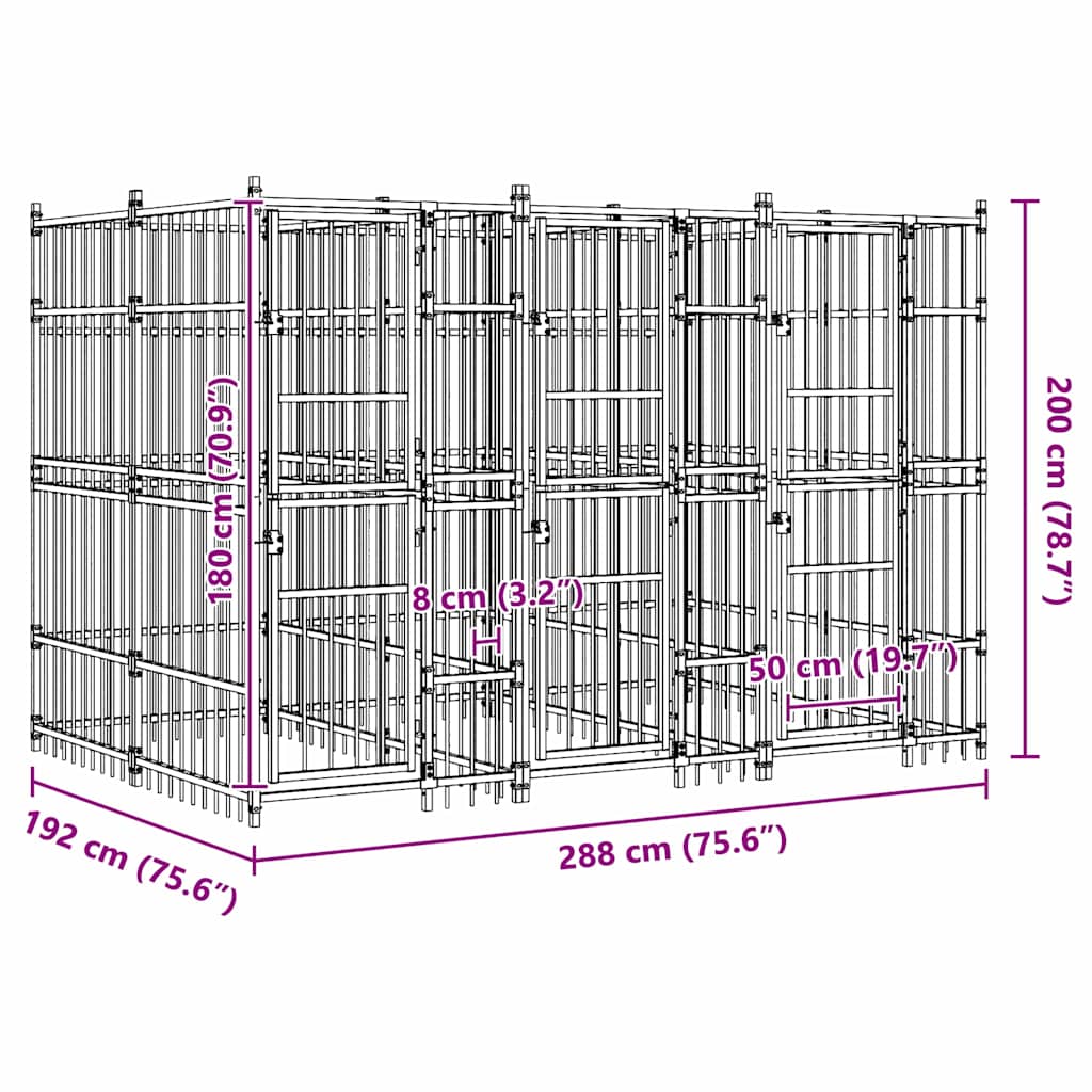 Outdoor Dog Kennel Steel 5,53 m²