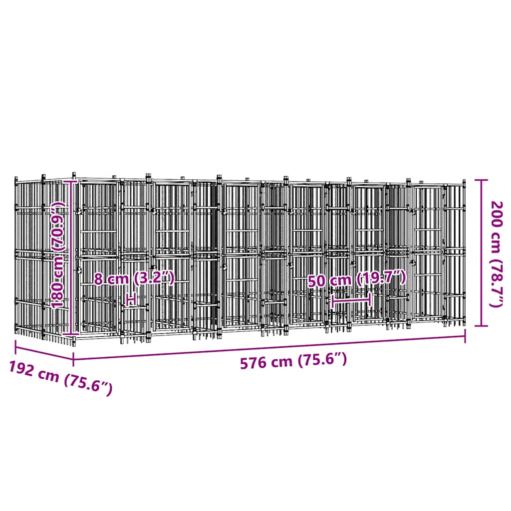Outdoor Dog Kennel Steel 11.06 m²