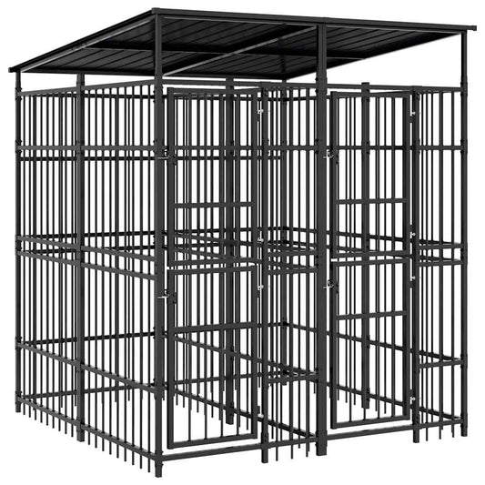 Outdoor Dog Kennel with Roof Steel 3.69 m² Outdoor Dog Kennel with Roof Steel 3.69 m²