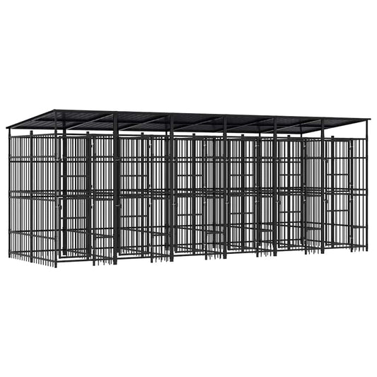 Outdoor Dog Kennel with Roof Steel 11.06 m² Outdoor Dog Kennel with Roof Steel 11.06 m²