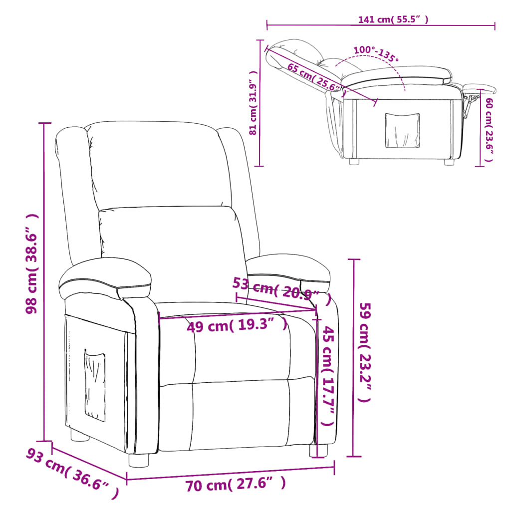 Recliner Chair Light Grey Velvet