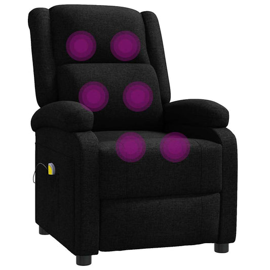 Wing Back Massage Chair Black Fabric Wing Back Massage Chair Black Fabric