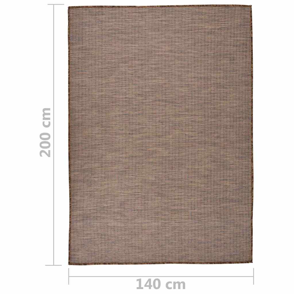 Outdoor Flatweave Rug 140x200 cm Brown