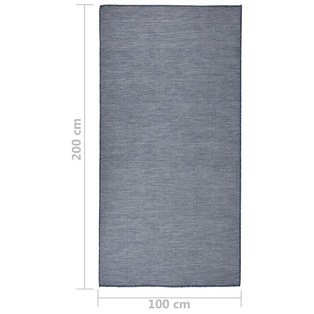 340794 vidaXL Outdoor Flatweave Rug 100x200 cm Blue