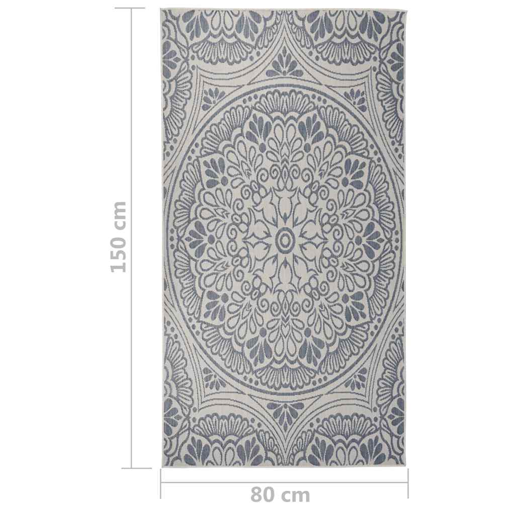 340827 vidaXL Outdoor Flatweave Rug 80x150 cm Blue Pattern