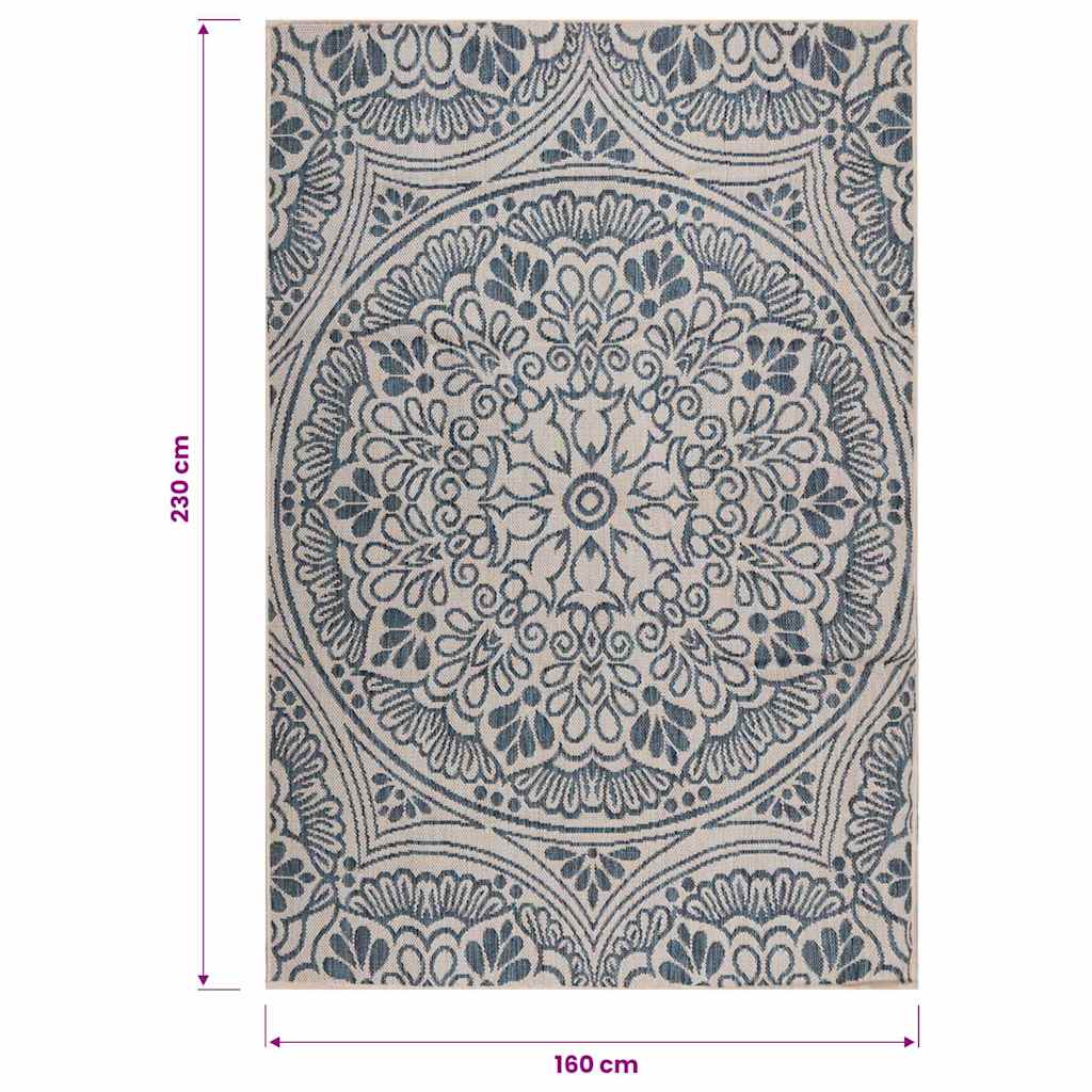Outdoor Flatweave Rug 160x230 cm Blue Pattern
