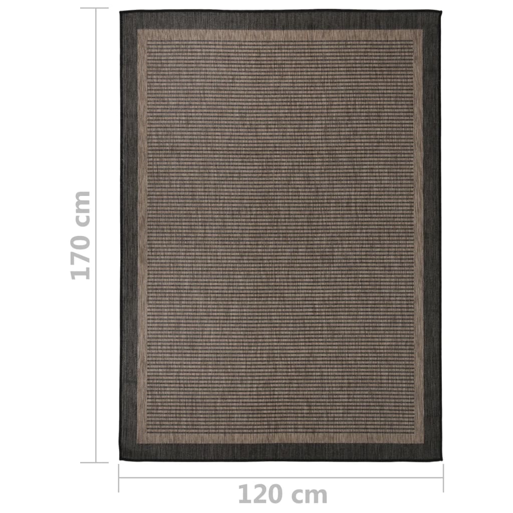 340844 vidaXL Outdoor Flatweave Rug 120x170 cm Dark Brown