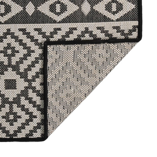Outdoor Flatweave Rug 100x200 cm Black Stripes Outdoor Flatweave Rug 100x200 cm Black Stripes