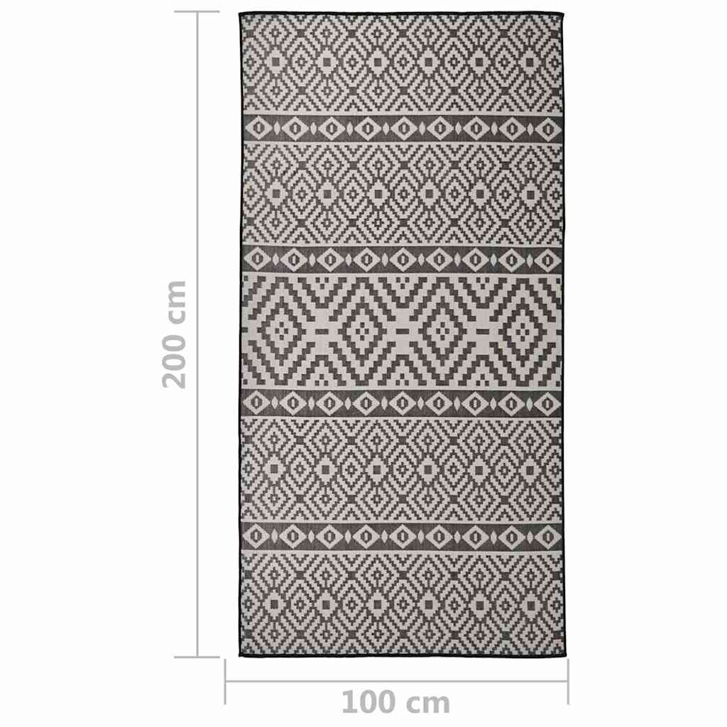 Outdoor Flatweave Rug 100x200 cm Black Stripes